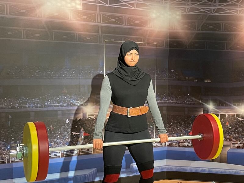 Visitors can weight lift alongside Amna Al Haddad at Madame Tussauds Dubai