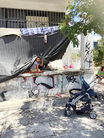 A refugee camp at Ellinikon, which was the old airport in Athens.  