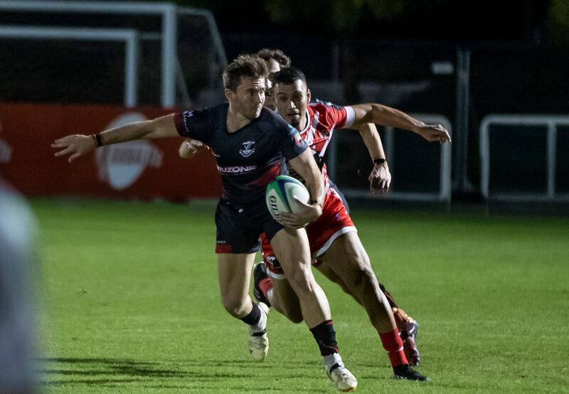 Robbie Deegan of Dubai Exiles with the ball.