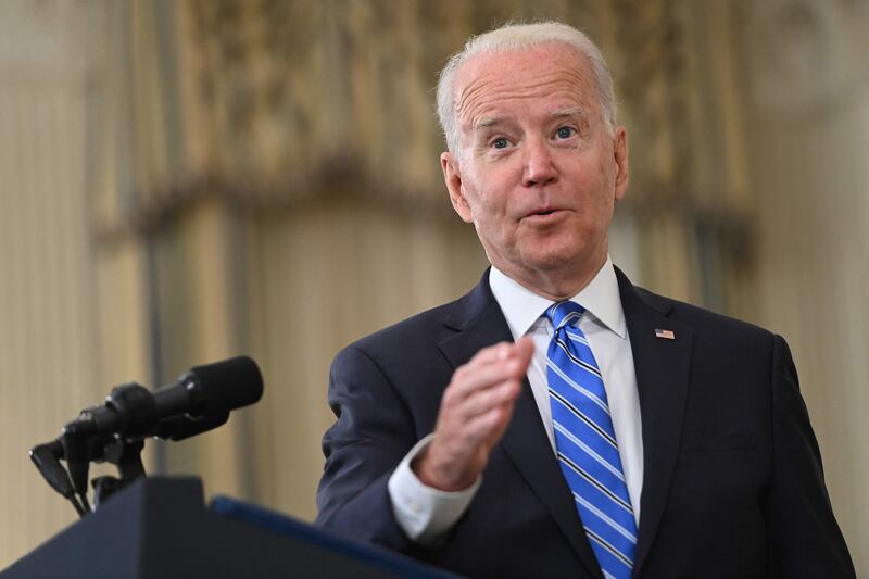 US President Joe Biden speaks at the White House on Monday. AFP