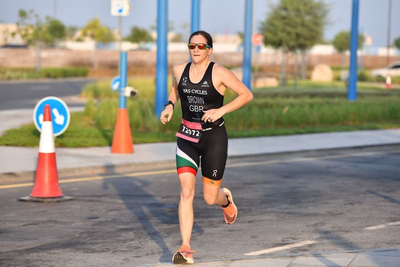 Gemma Brown wins the women’s super sprint in the opening race of the inaugural UAE Triathlon League at the Hudayriat Island In Abu Dhabi on October 1. Abu Dhabi Sports Council