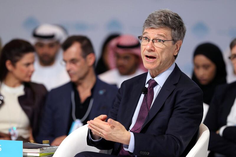 Dubai, United Arab Emirates - February 10, 2019: Jeffrey Sachs, Director, Sustainable Development Solutions Network speaks about Launching the Global Happiness and Wellbeing Policy Report during day 1 at the World Government Summit. Sunday the 10th of February 2019 at Madinat, Dubai. Chris Whiteoak / The National