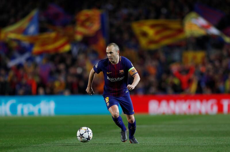 Soccer Football - Champions League Round of 16 Second Leg - FC Barcelona vs Chelsea - Camp Nou, Barcelona, Spain - March 14, 2018   Barcelona’s Andres Iniesta in action      Action Images via Reuters/Lee Smith