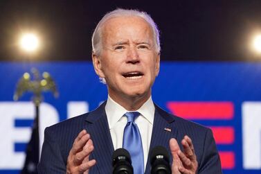 US Democratic presidential nominee Joe Biden speaks in Wilmington, Delaware. Reuters