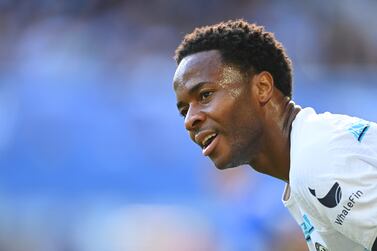 LIVERPOOL, ENGLAND - AUGUST 06: Raheem Sterling of Chelsea in action during the Premier League match between Everton FC and Chelsea FC at Goodison Park on August 06, 2022 in Liverpool, England. (Photo by Michael Regan / Getty Images)