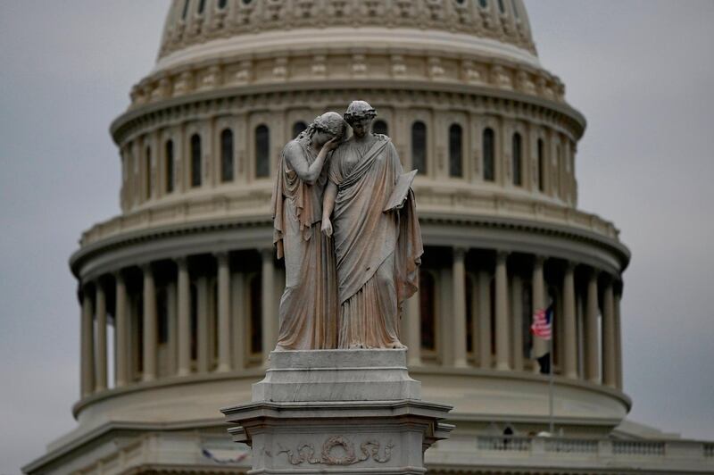 The Peace Monument memorial is seen in front of the US Capitol in Washington, DC. AFP
