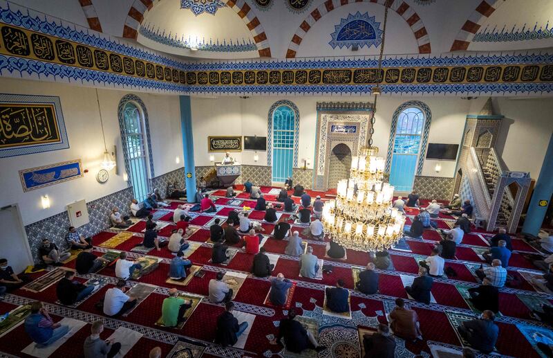 Morning prayers at the Mevlana Mosque in Rotterdam, the Netherlands.