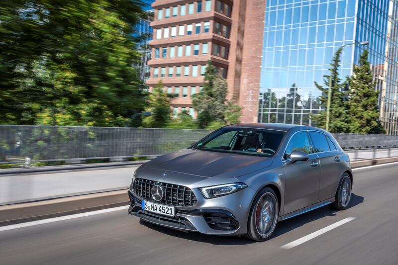 Mercedes-AMG A 45 S 4MATIC+;
designo mountain gray magno; Leather – bahia brown / black / black;Fuel consumption combined: 8.4-8.3 l/100 km; Combined CO2 emissions: 192-189 g/km
//
Mercedes-AMG A 45 S 4MATIC+;
designo mountaingrau magno; Leder - bahia braun / schwarz
Kraftstoffverbrauch kombiniert: 8,4-8,3 l/100 km; CO2-Emissionen kombiniert: 192-189 g/km 


