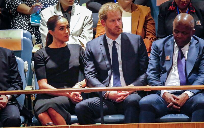 The Duke and Duchess of Sussex attend the UN Nelson Mandela Prize award ceremony in New York. AFP