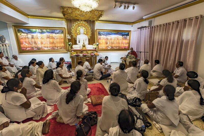 Dubai, United Arab Emirates - August 3, 2018: Buddhist temple, Mahamevnawa Bhavana Asapuwa. Friday, August 3rd, 2018 in Dubai. Chris Whiteoak / The National