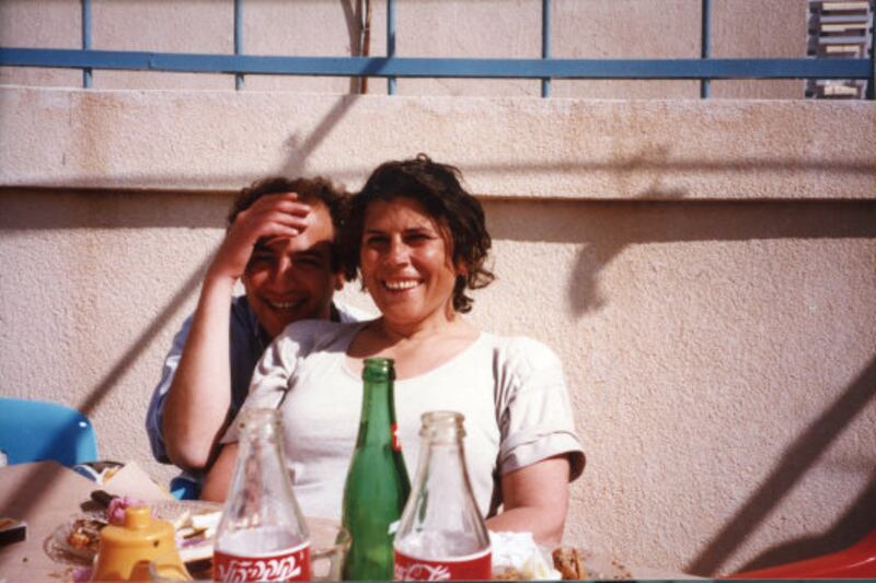 Omar Al Qattan with the actress Bushra Qaraman during the filming of 'Tale of the Three Jewels'. Courtesy Omar Al Qattan