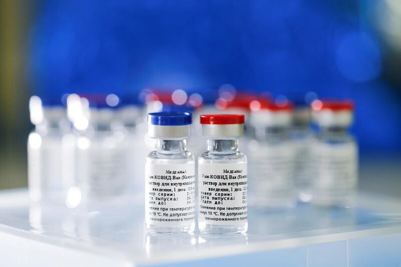Samples of the vaccine developed by the Gamaleya Research Institute of Epidemiology and Microbiology. Reuters