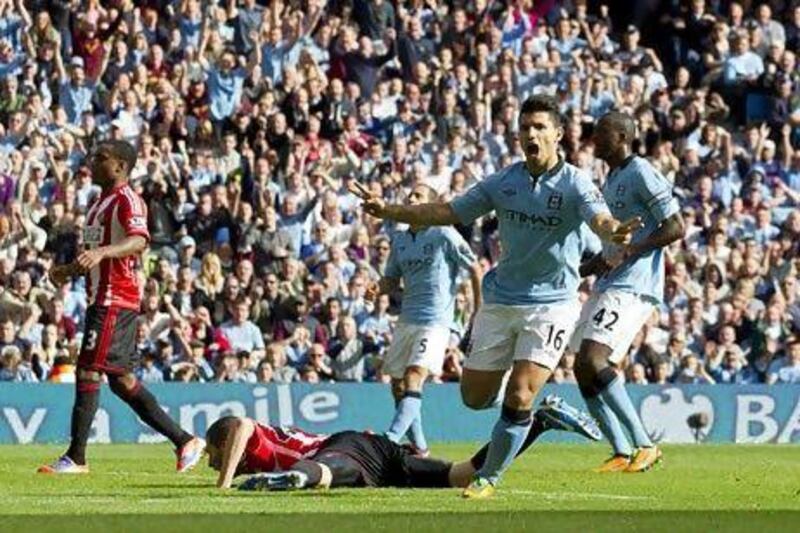 Sergio Aguero's introduction for Manchester City coincided with the champions' best passage of play against Sunderland. Jon Super / AP Photo