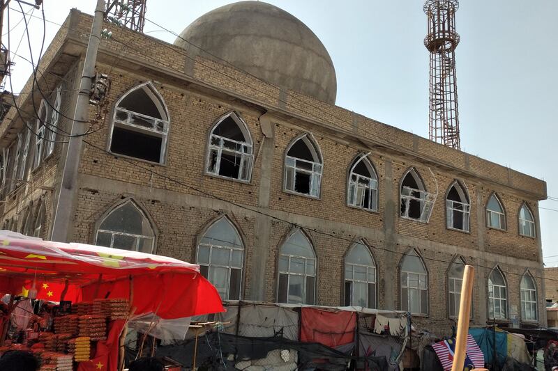 The mosque after the bomb blast in Mazar-i-Sharif. AFP