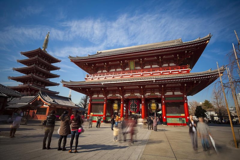 Tourists visit a Senso-ji temple in Tokyo, Japan. The government pwants to double visitors to the country to 40 million a year by 2020. Courtesy :  istockphoto.com