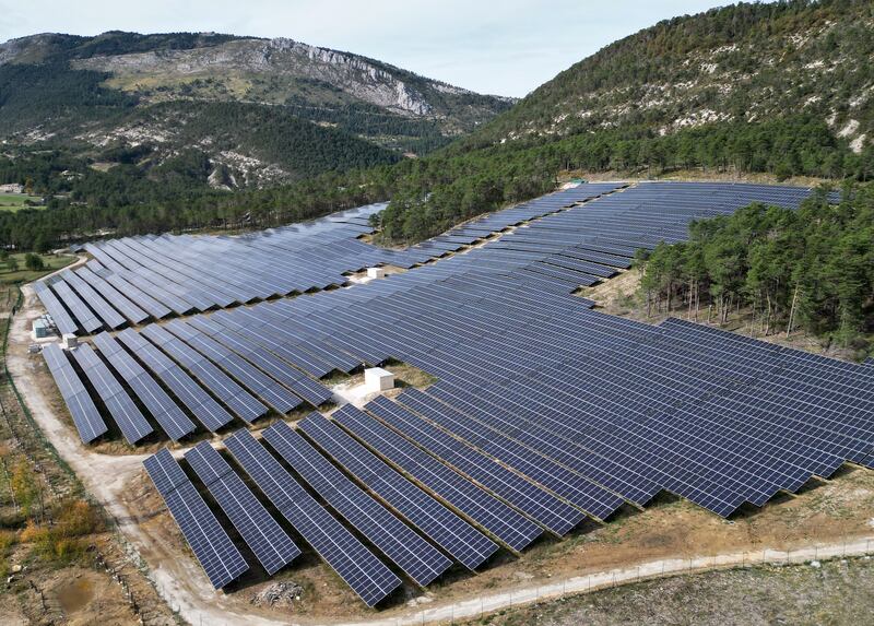 Solar panels installed on the site of the Prealpes d'Azur Regional Natural Park, in Saint-Auban near Nice, southern France. EPA