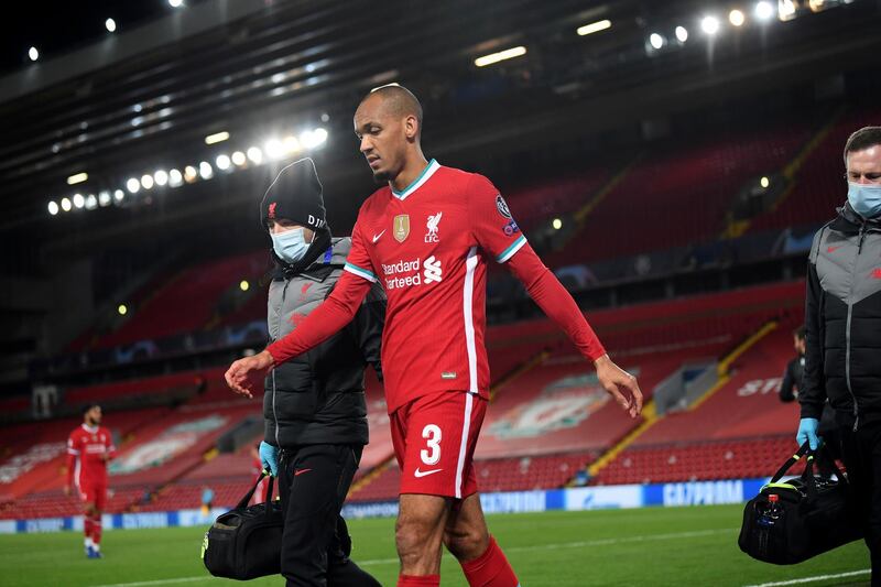 Fabinho - 5: Pulled up with a hamstring injury after 27 minutes. Was composed until that point. Replaced by Rhys Williams as Liverpool’s problems in the centre of defence escalated. AP