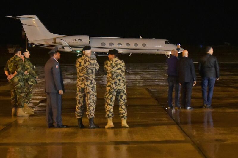 The private jet of Lebanese prime minister Saad Al Hariri lands on the tarmac at Beirut International Airport. Fadel Itani  / AFP Photo