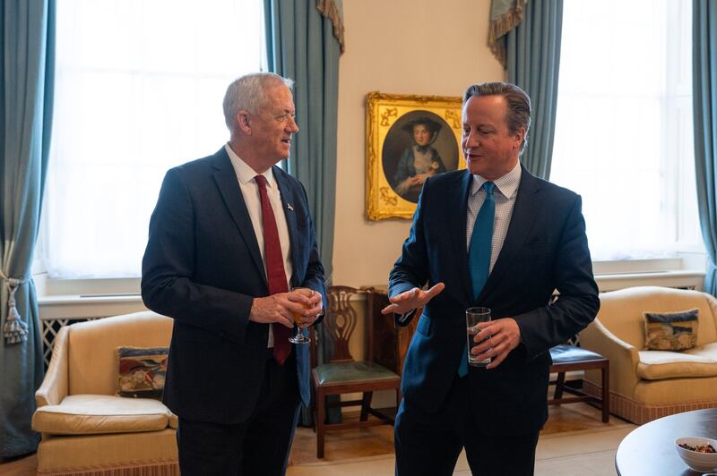Israeli war cabinet minister Benny Gantz with British Foreign Secretary David Cameron. Photo: David Cameron / X