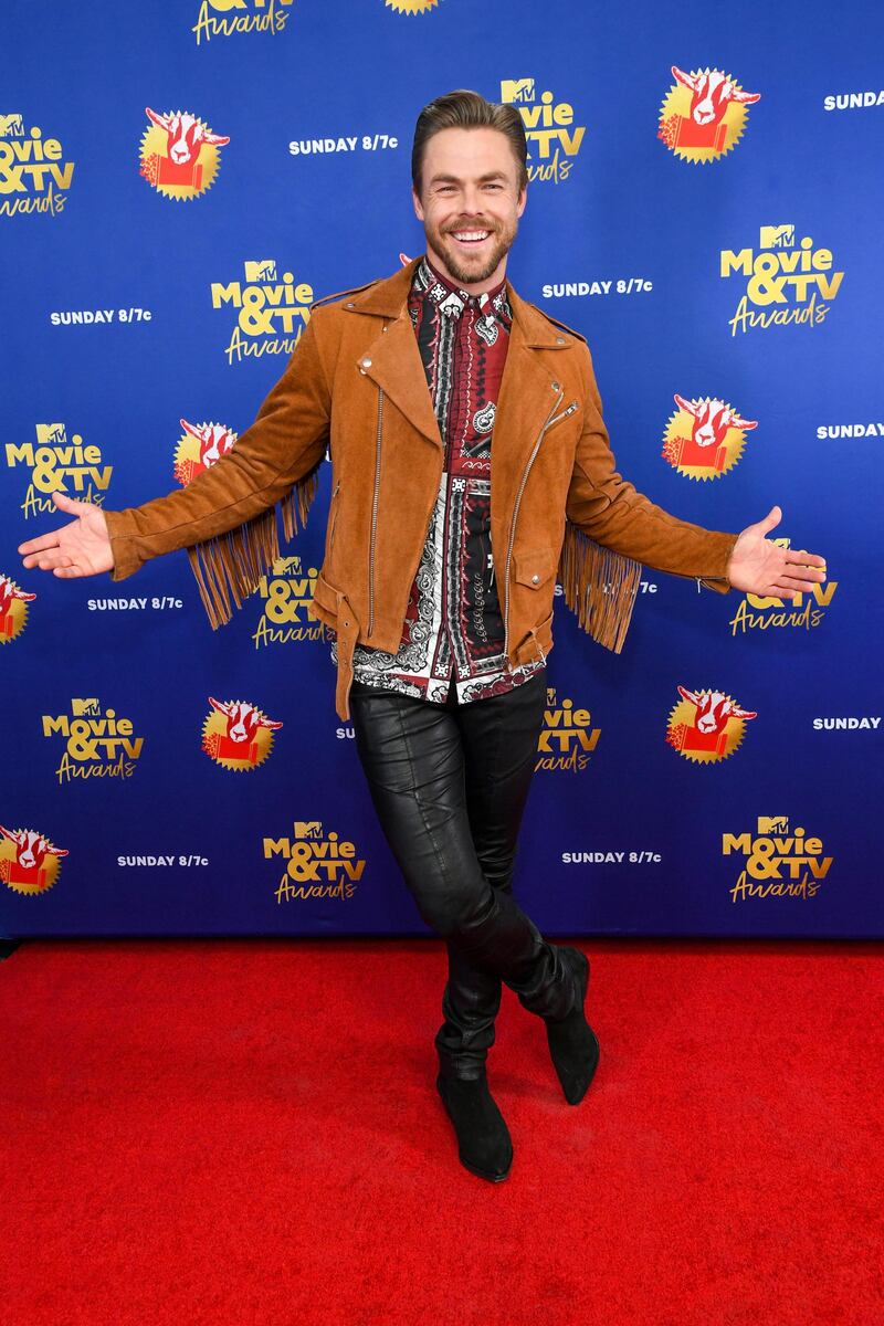 UNSPECIFIED - DECEMBER 6: In this image released on December 6, Derek Hough attends the 2020 MTV Movie & TV Awards: Greatest Of All Time broadcast on December 6, 2020. (Photo by Kevin Mazur/2020 MTV Movie & TV Awards/Getty Images for MTV Communications) (Photo by Kevin Mazur/2020 MTV Movie & TV Awards/Getty Images)