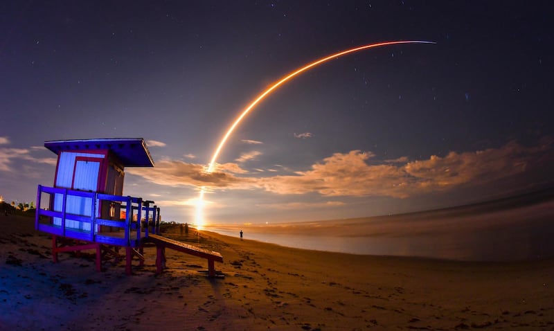The launch of Telesat's Telstar 18 Vantage communications satellite on a SpaceX Falcon 9 rocket at Cape Canaveral Air Force Station, US. Malcolm Denemark / AP Photo