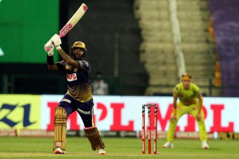 Sunil Narine of Kolkata Knight Riders bats during match 21 of season 13 of the Dream 11 Indian Premier League (IPL) between the Kolkata Knight Riders and the Chennai Super Kings at the Sheikh Zayed Stadium, Abu Dhabi  in the United Arab Emirates on the 7th October 2020.  Photo by: Rahul Goyal  / Sportzpics for BCCI