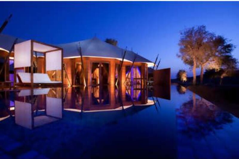 The Al Khaimah tented villas at Banyan Tree Al Wadi come with a private decked terrace, pool and a designer bathroom.