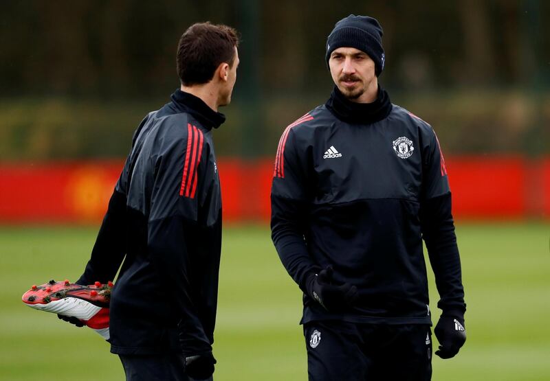 Soccer Football - Champions League - Manchester United Training - Aon Training Complex, Manchester, Britain - March 12, 2018   Manchester United's Zlatan Ibrahimovic during training   Action Images via Reuters/Jason Cairnduff
