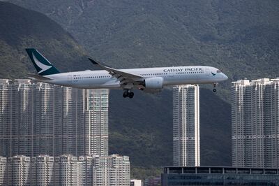 Cathay Pacific will operate three flights per week between Dubai and Hong Kong from October 2. EPA 