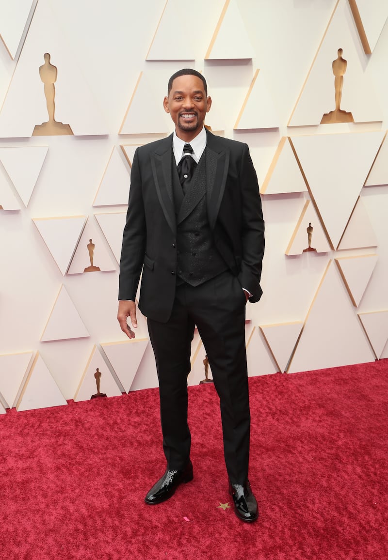 Actor Will Smith attends the 94th Annual Academy Awards in Hollywood, California, in suit and tie. AFP