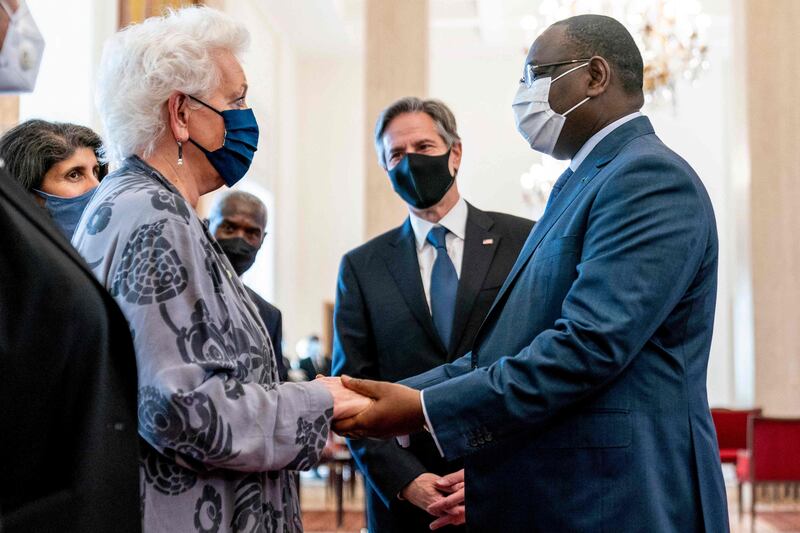 Gayle Smith meets Senegalese President Macky Sall in Dakar, Senegal.  AFP