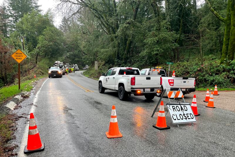 Californians deal with flooding and mudslides on Monday as the latest in a series of powerful storms hit the state, closing schools, toppling trees and leaving tens of thousands without power.  AP