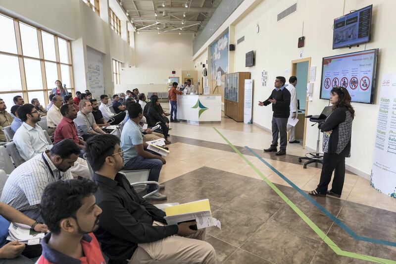 DUBAI, UNITED ARAB EMIRATES. 12 FEBRUARY 2018. Special workshops that have been organized for labourers in Jafza by the General Directorate of Residency and Foreigners Affairs in Dubai. (Photo: Antonie Robertson/The National) Journalist: Nawal Al Ramahi. Section: National.