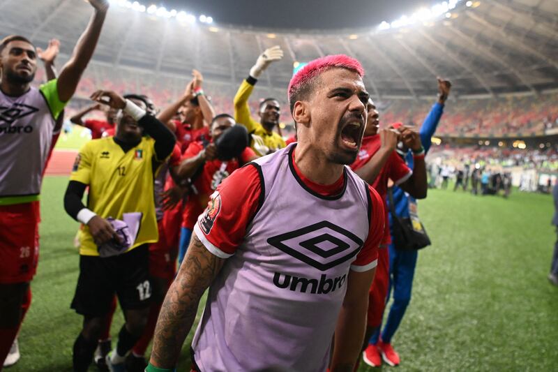 Equatorial Guinea forward Iban Salvador Edu celebrates after Equatorial Guinea beat Algeria 1-0. AFP