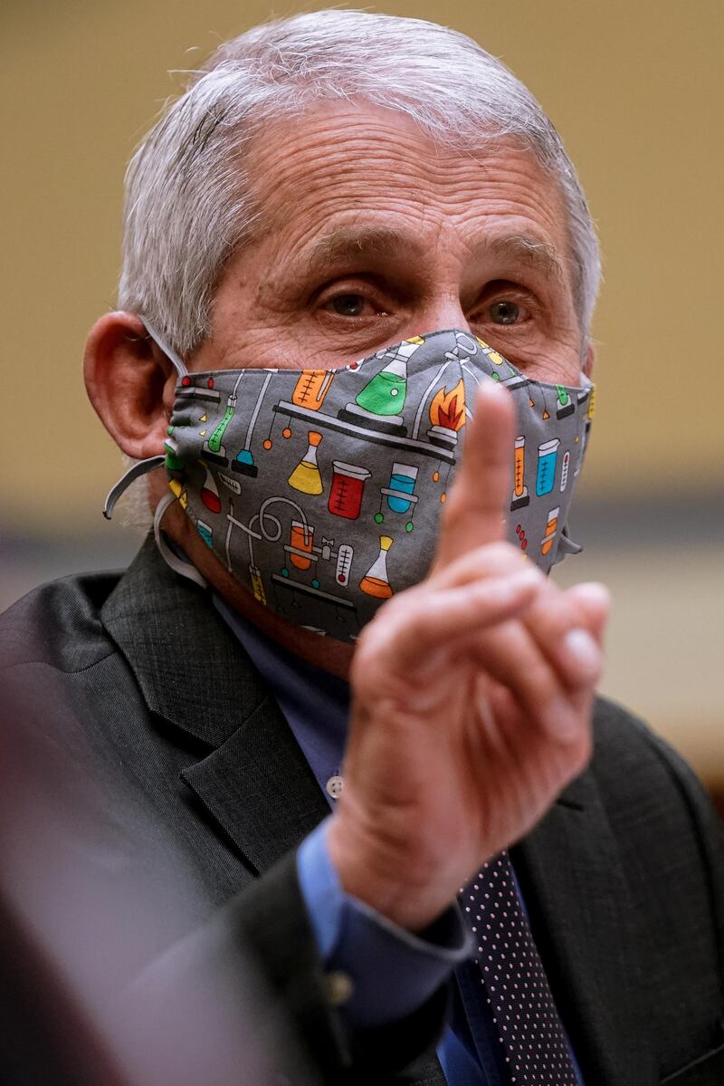 Dr Anthony Fauci, director of the National Institute of Allergy and Infectious Diseases testifies before the House Select Subcommittee on the Coronavirus Crisis on the Capitol Hill in Washington. Reuters