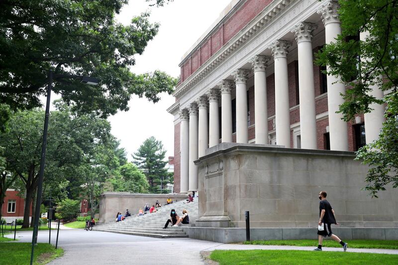 CAMBRIDGE, MASSACHUSETTS - JULY 08: A view of Harvard Yard on the campus of Harvard University on July 08, 2020 in Cambridge, Massachusetts. Harvard and Massachusetts Institute of Technology have sued the Trump administration for its decision to strip international college students of their visas if all of their courses are held online.   Maddie Meyer/Getty Images/AFP (Photo by Maddie Meyer / GETTY IMAGES NORTH AMERICA / Getty Images via AFP)