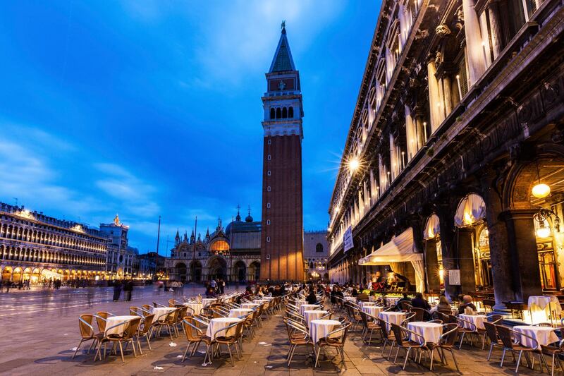 St Mark's Campanile on Piazza San Marco in Venice. Venice, Veneto, Italy. Getty Images