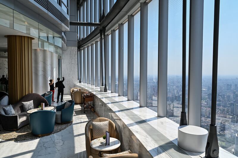 J Hotel is located at the top of the 128-storey Shanghai Tower, China’s tallest tower.