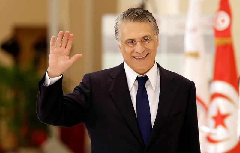 Tunisia's presidential candidate Nabil Karoui ahead of a televised debate with his opponent Kais Saied before Sunday's second-round runoff electionin Tunis, Tunisia. Reuters