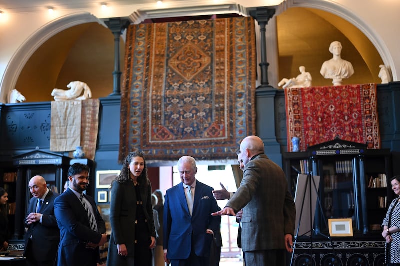 He was there to see some art pieces commissioned by Turquoise Mountain, a charity founded by the monarch to preserve and develop traditional craft practices across Afghanistan, Myanmar, and the Middle East. AP