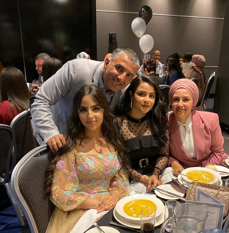 Dr Omar Noori with his wife Zainab Al Rawi and daughters Israa Omar and Ayah Omar (L-R). Courtesy: Omar Noori