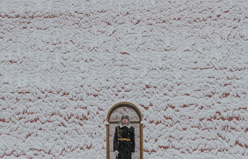 A honour guard stands at the Tomb of the Unknown Soldier by the Kremlin wall in Moscow, Russia. Maxim Shemetov / Reuters