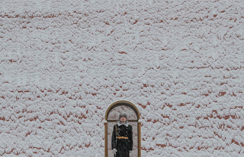 A honour guard stands at the Tomb of the Unknown Soldier by the Kremlin wall in Moscow, Russia. Maxim Shemetov / Reuters
