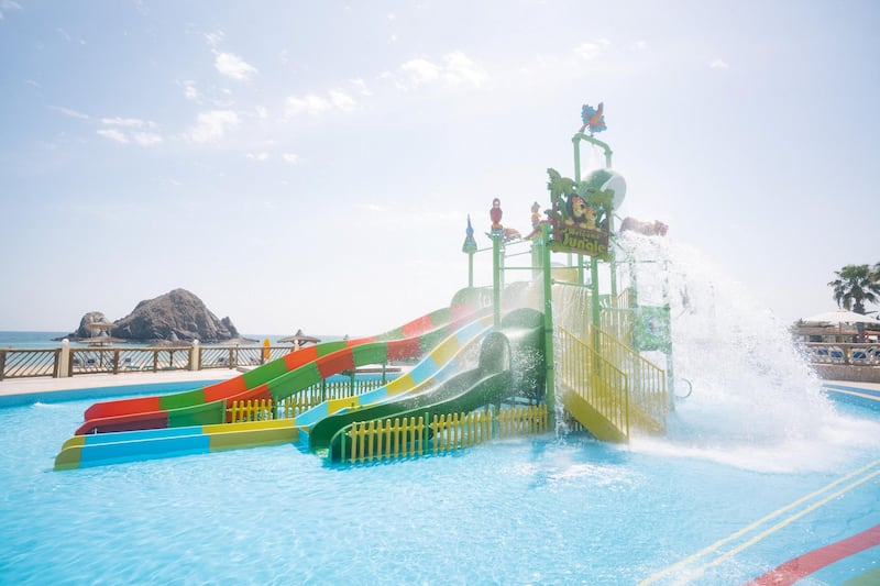 Splash Pad water park at Sandy Beach Hotel & Resort in Fujairah.
