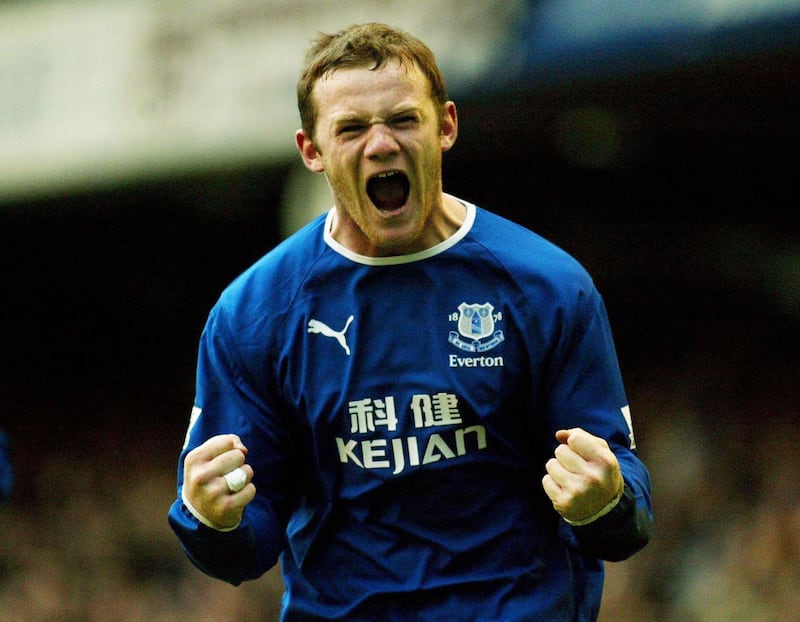 Everton's Wayne Rooney celebrates after scoring the winning goal against Portsmouth during a Premier League match at Goodison Park on February 28, 2004. PA