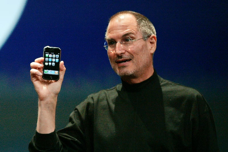 The iPhone through the ages: Former Apple CEO Steve Jobs introduces the iPhone to the world in San Francisco, California, on January 9, 2007. It had a 3.5-inch screen and 2MP camera. Reuters