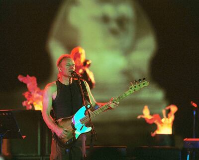 Sting performing in Giza, 2001. Photo: Norbert Schiller / Newsmakers