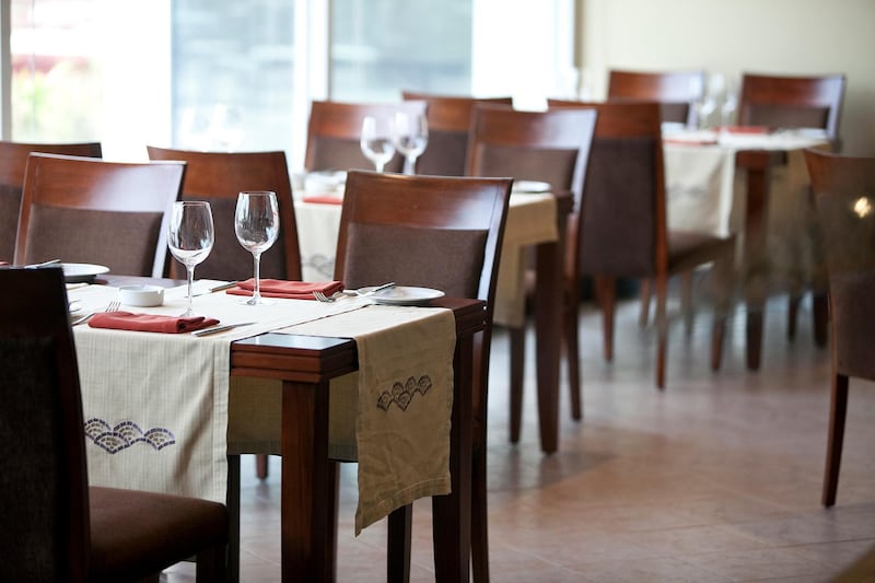 Abu Dhabi, United Arab Emirates, August 16, 2012:  
Vasco's restaurant is arranged and ready for it's lunch diners at the Hiltonia Beach Club, which is adjacent to the Hilton Abu Dhabi hotel, as seen on Thursday, August 15, 2012, at the hotel's Corniche Road location in Abu Dhabi. (Silvia Razgova / The National)


