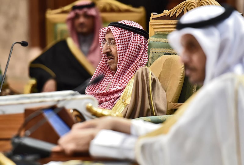 Sheikh Sabah Al-Ahmad Al-Jaber Al-Sabah (C), Emir of Kuwait, attends a session of the Gulf Cooperation Council summit. AFP / Fayez Nureldine