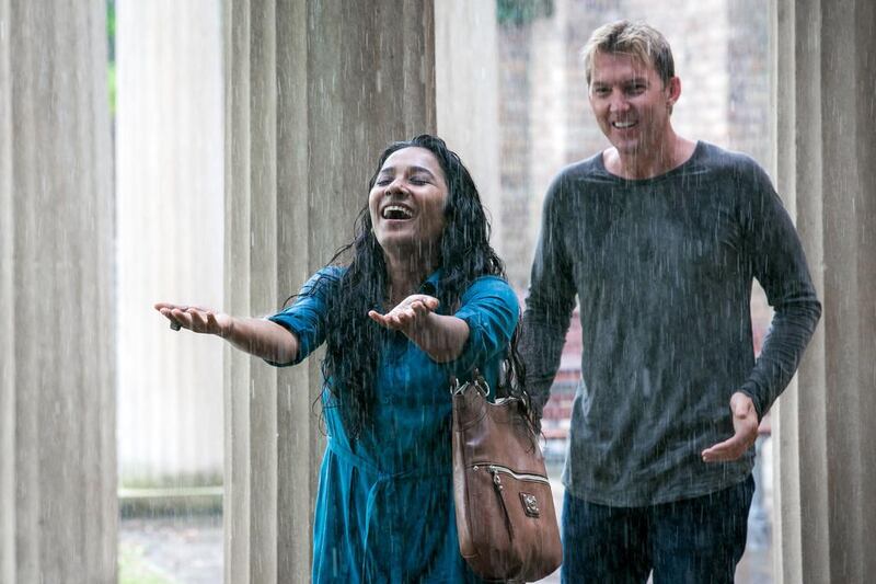Australian cricketer Brett Lee, right, and Indian actress Tannishtha Chatterjee in a scene from UnIndian. Krian Pictures / AFP photo